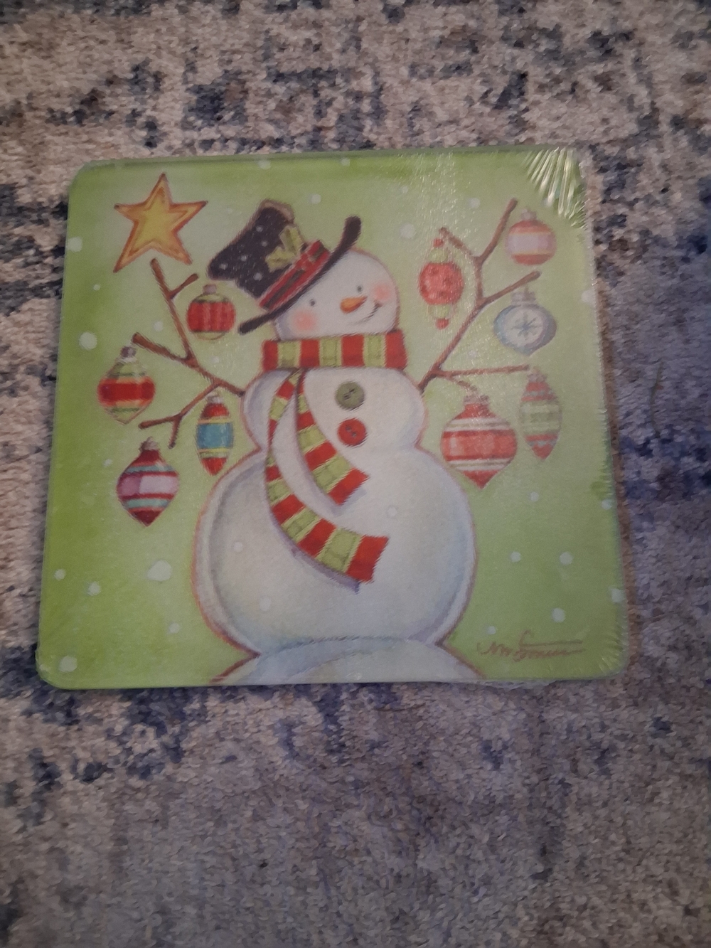 Festive Green Snowman Kitchen Trivet - Holiday Decorative Hot Pad
